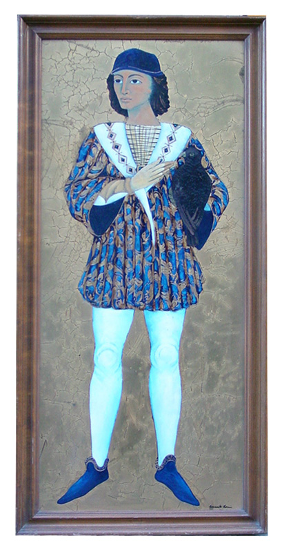 Quadro Vintage Pannello fante gotico del XX Secolo. Opera d'arte esemplare - Robertaebasta® Art Gallery opere d’arte esclusive.